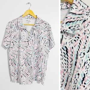 Lillie Green Golf Tennis Athletic Printed Polo Top